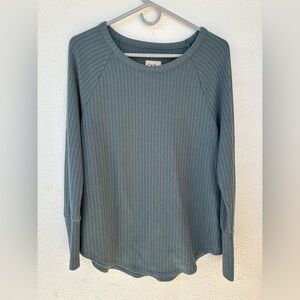 Chaser | Green/blue Henley Style Long Sleeve Top Button Sleeves Size Extra Large